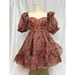 Selkie Red Floral Midi Dress